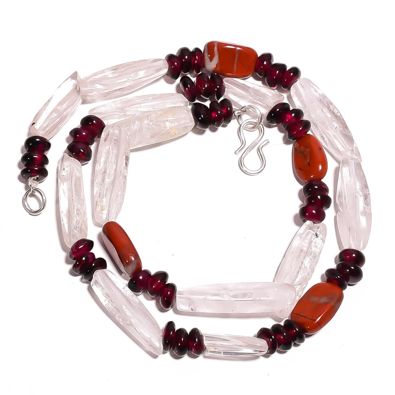 

Natural Crystal Red Jasper Garnet Gemstone Smooth Beads Necklace 17 UB-3129 UB-3129
