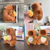 12Cm Cute Plush Capybara Holding Fruit Quick Pull Keychain Toy Cartoon Capybara Fluffty Animal Doll Plush Pendant Accessories