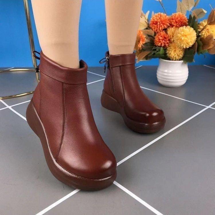 Rundstiefel für Damen - Neuer Herbst-Winter-Stil - Stark gefütterte Baumwollstiefel - Dicke Schuhe