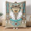 Indian Wolf Print Flannel Blanket High Quality Warm Comfortable Cover for All Seasons Perfect for Gifts Home Decor
