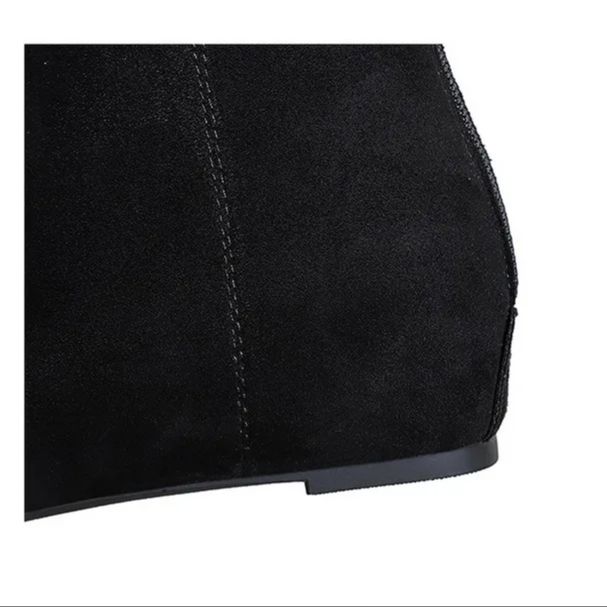 Woman Black Ankle Zip Boots Pointed Toe Pointed Shallow Mouth Internal Height Increasing Shoes 2024 Autumn Elegant Female Boots
