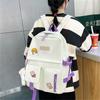 New Five-Piece Backpack Korean Style Contrast Color Canvas Bag
