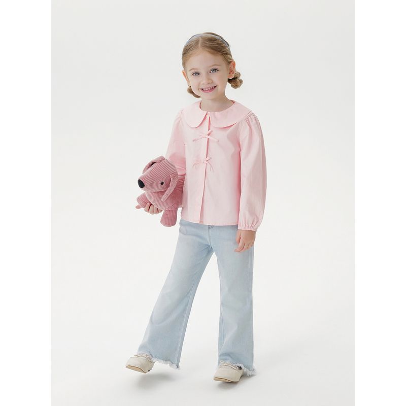 Mark Jenny Girls' Cute Bow Doll Collar Shirt Baby Shirt 2026 Spring New Style 551658