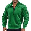 Men's Solid Color Corduroy Zipper Neck Long Sleeve Top Men's Casual Lapel Top