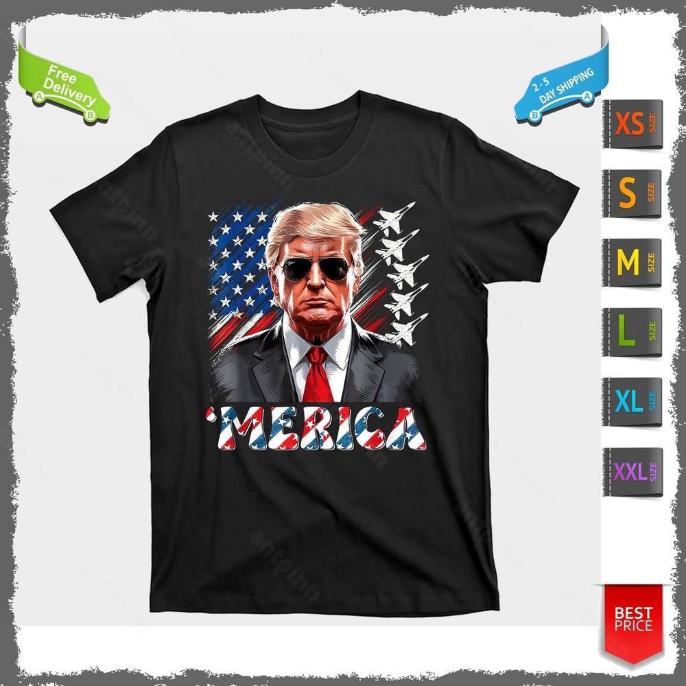 Трамп Меррика Флаг Трамп Смешная Футболка на 4 июля Унисекс Унисекс Футболка L