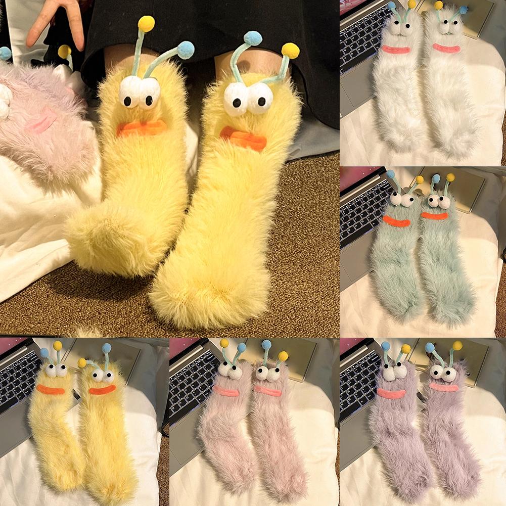 1Pair Funny Socks Autumn Winter Coral Fleece Floor Couple Christmas Socks Socks Fuzzy Stockings P2D5