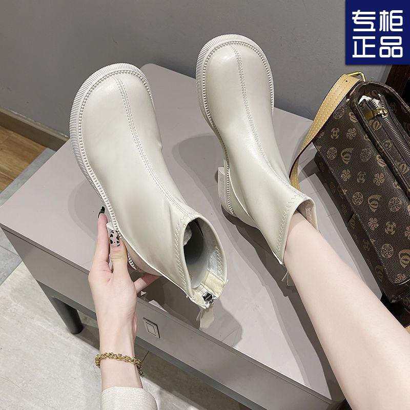 Krátké dámské boty 2025 nové francouzské britské stylové martensky podzimní a zimní zateplené módní všestranné tenké boty kozačky