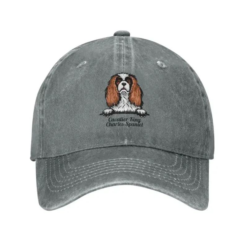 Multi Functional Fashionable Unisex HatPersonalized Cotton Peeking Dog Cavalier King Charles Spaniel Baseball Cap For Men Women