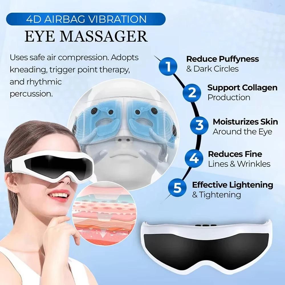Wireless Electric Eye Massager Mask for Migraine Relief Vibration Magnetic Therapy Eye Care Fatigue Alleviation Health Protection