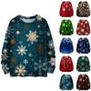 Ladies' Fashionable And Casual Christmas Cute Printed Round Neck Long Sleeved Knitted Yarn