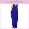 Elegantes Damen V-Ausschnitt Langes Strandkleid Spaghettiträger Cocktail Maxikleid Sommerkleid