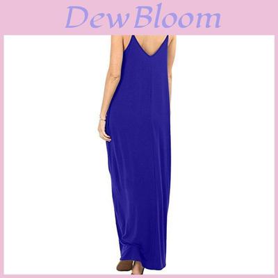 Elegant Women V-neck Long Beachwear Spaghetti Strap Cocktail Maxi Sundress