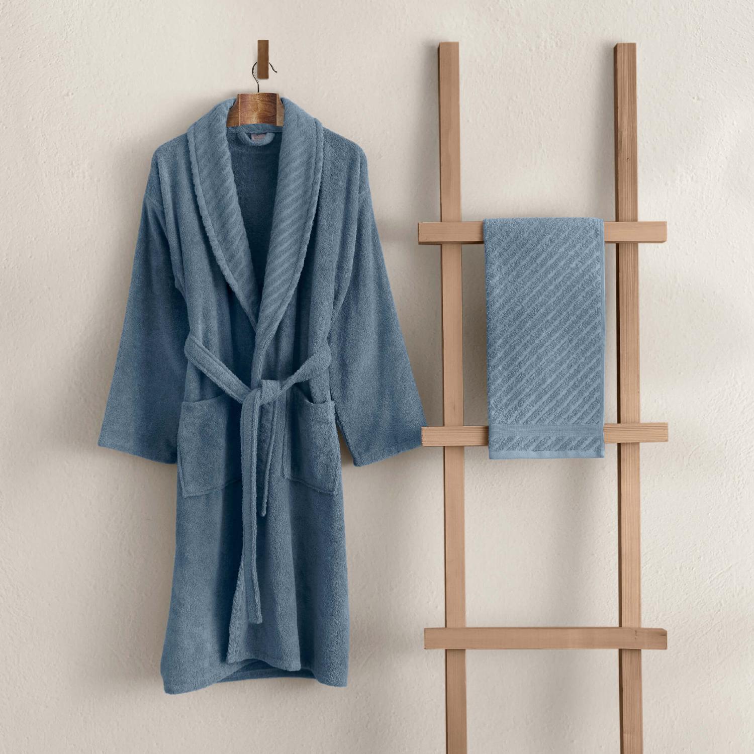 

Комплект банных халатов Likya, 1 хлопковый халат и 1 полотенце, полотенце с капюшоном, мягкое хлопковое полотенце, халат из турецкого хлопка, халат из органического хлопка S-M зелёный