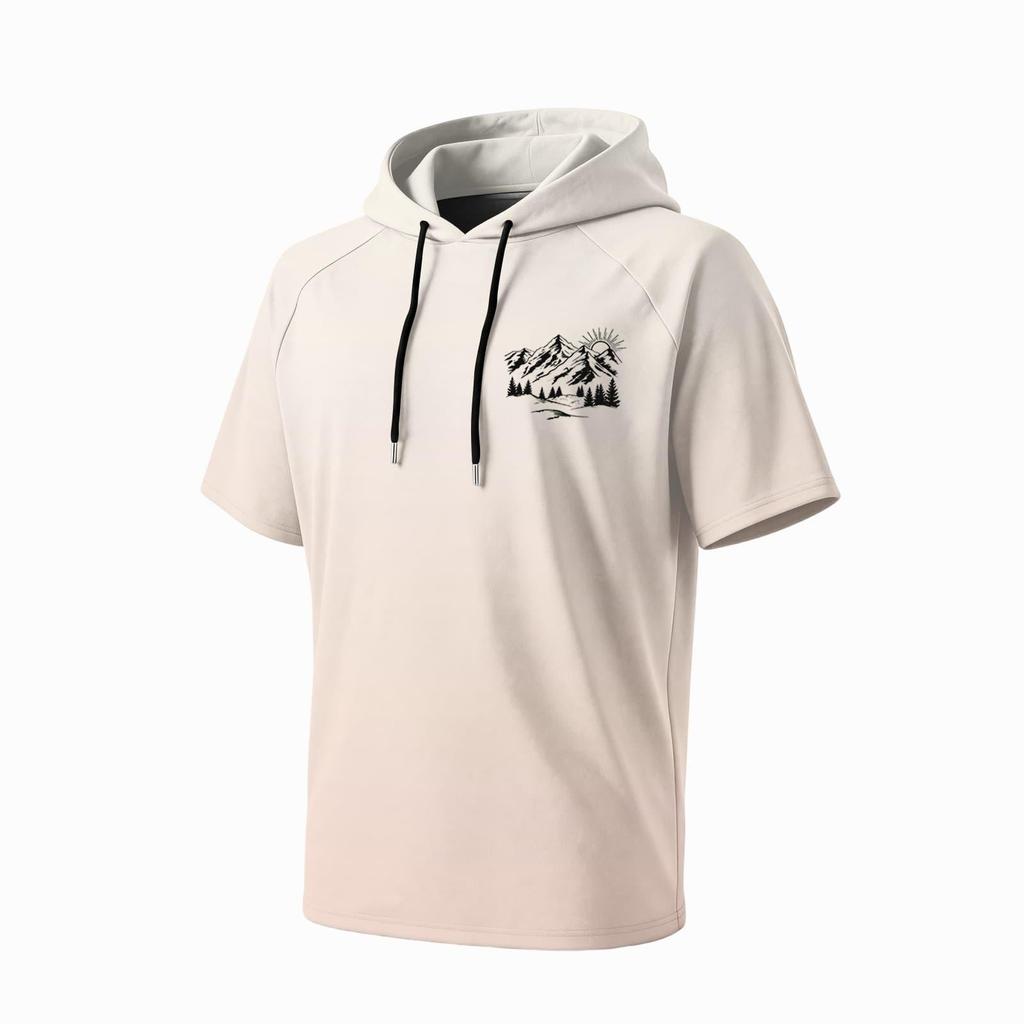 Men's Summer Quick Dry Short Sleeve T Shirt UPF 50 Plus Sun Protection Hooded Fishing Sports Shirt Lightweight Breathable