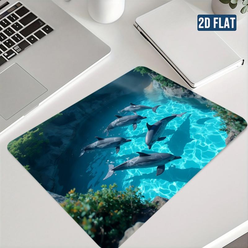 Absorbent Bathroom Mat, Quick-drying, Non-slip Base, Dolphin Bay Ocean Design, Suitable for Bathroom, Kitchen, Show