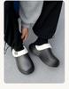 Men's Waterproof Indoor/Outdoor Plush Slippers with Thick Sole and Closed Toe for Winter Warmth.