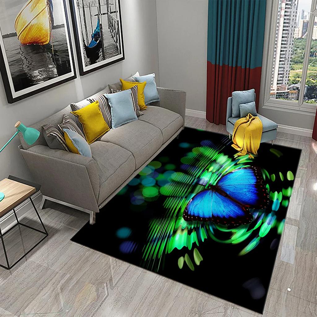Covor 3D Colorat Fluture Floare Covor Așternut Ușă de Intrare Covoare de Interior Decor Dormitor Covorașe de Podea Living Covoraș Antiderapant Baie