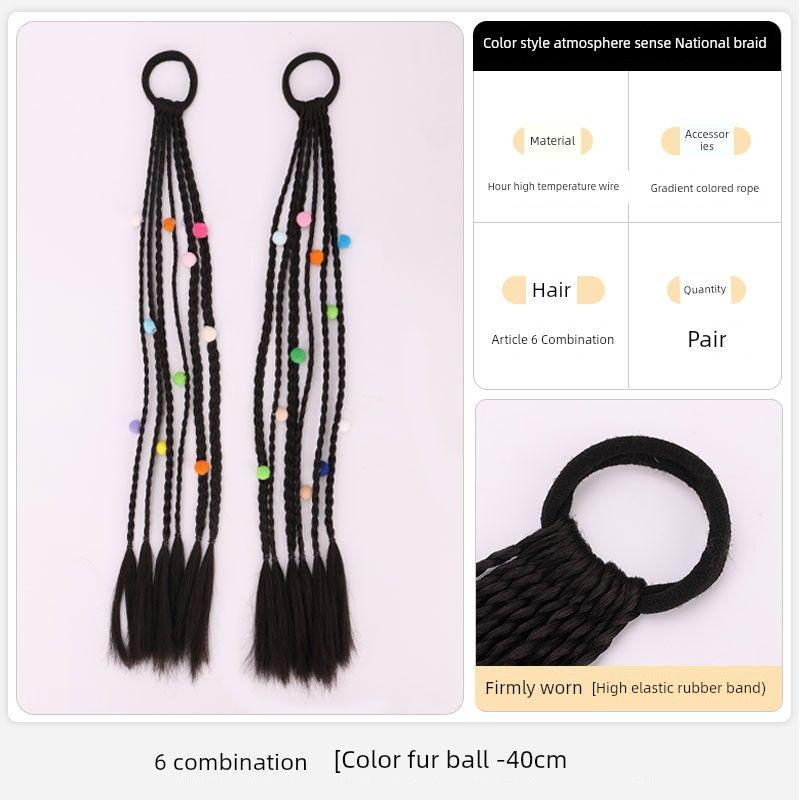 A Pair of Wig Braid Tibetan Ethnic Style Tibetan Headdress Dreadlocks Color Colorful Ropes Easiest for Match Hair Ball Braid Twist Braid