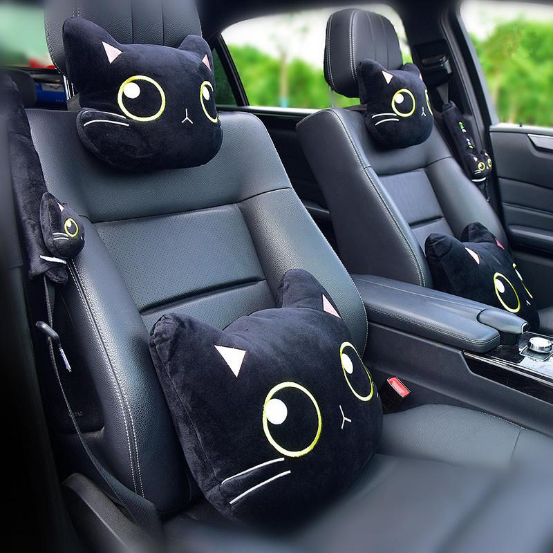 

Simple Car Headrest Pillow Neck Cushion Woman Four Seasons Accessories Lumbar Pillow Girl Cute Rearview Mirror Cover Interior