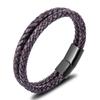 Pulsera de cuerda de cuero para hombre, 19/21/23 cm, estilo vintage, tejida a mano, para parejas, color negro, marrón, rojo y azul, elegantes pulseras casuales para hombre.