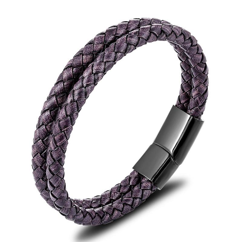 Pulsera de cuerda de cuero para hombre, 19/21/23 cm, estilo vintage, tejida a mano, para parejas, color negro, marrón, rojo y azul, elegantes pulseras casuales para hombre.