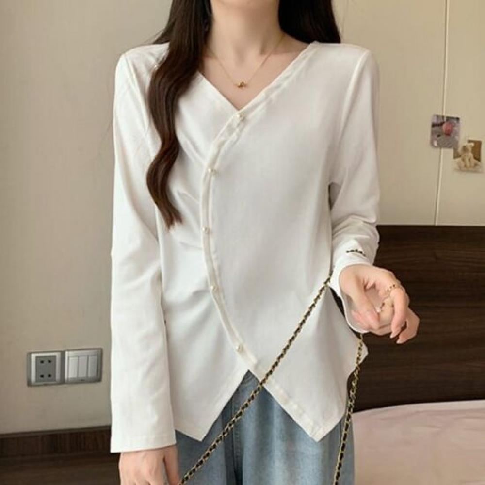 Navava Modern Classic Pearl Long Sleeve Blouse Nb2501