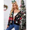European and American Loose Knitted Cardigan Autumn and Winter New Sweater Jacket Women's Casual Long Sleeved Christmas Sweater
