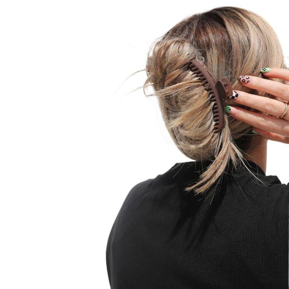 Acrylic Matte Claw Clip Solid Color Geometric Hair Claw Temperament Thin Shark Clip Girls