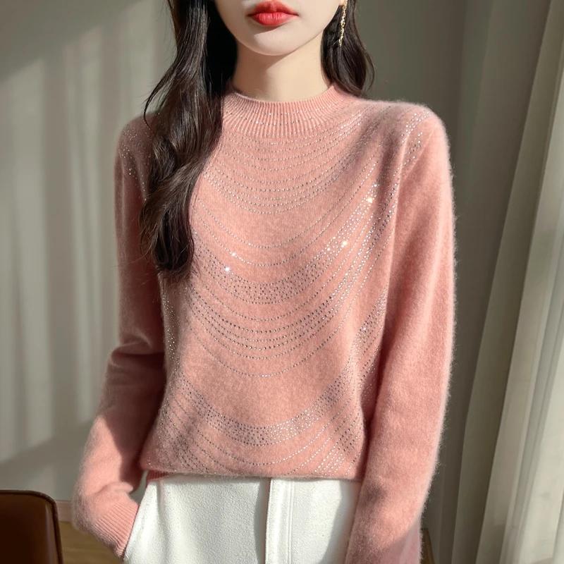 Pullover für Damen Herbst Winter Verdickter Pullover Warm Gestrickt Gestreift Rundhals Basisschicht Dehnbar Langarm Oversize Jumper Oberteile