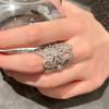 Fashion Retro Super Flash Zircon Micro-Inlaid Cut Out Stylish Large Pearl Grace Versatile Opening Fancy Ring