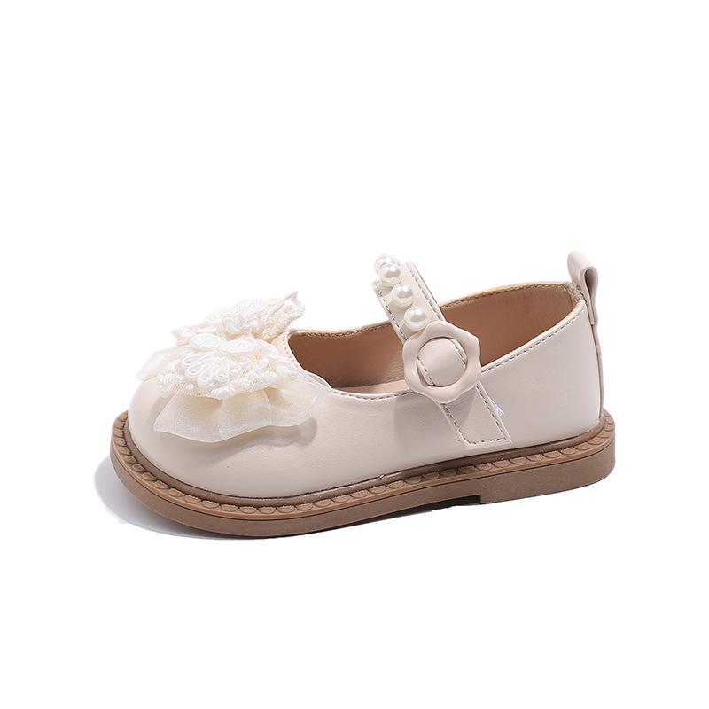 Girls' Leather Butterfly Lace Soft Sole Shoes - Spring/Autumn 2026 Fashion Dance Style