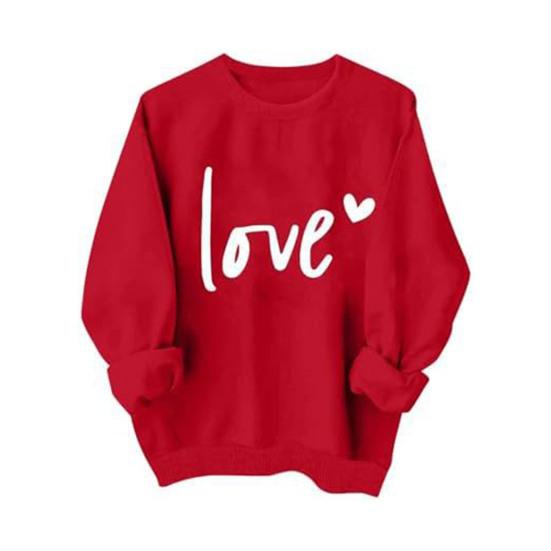 Valentinstag Sweatshirt für Damen Liebesherz Grafik Pullover Rundhalsausschnitt Oberteile Herbst Lässige Langarmshirts