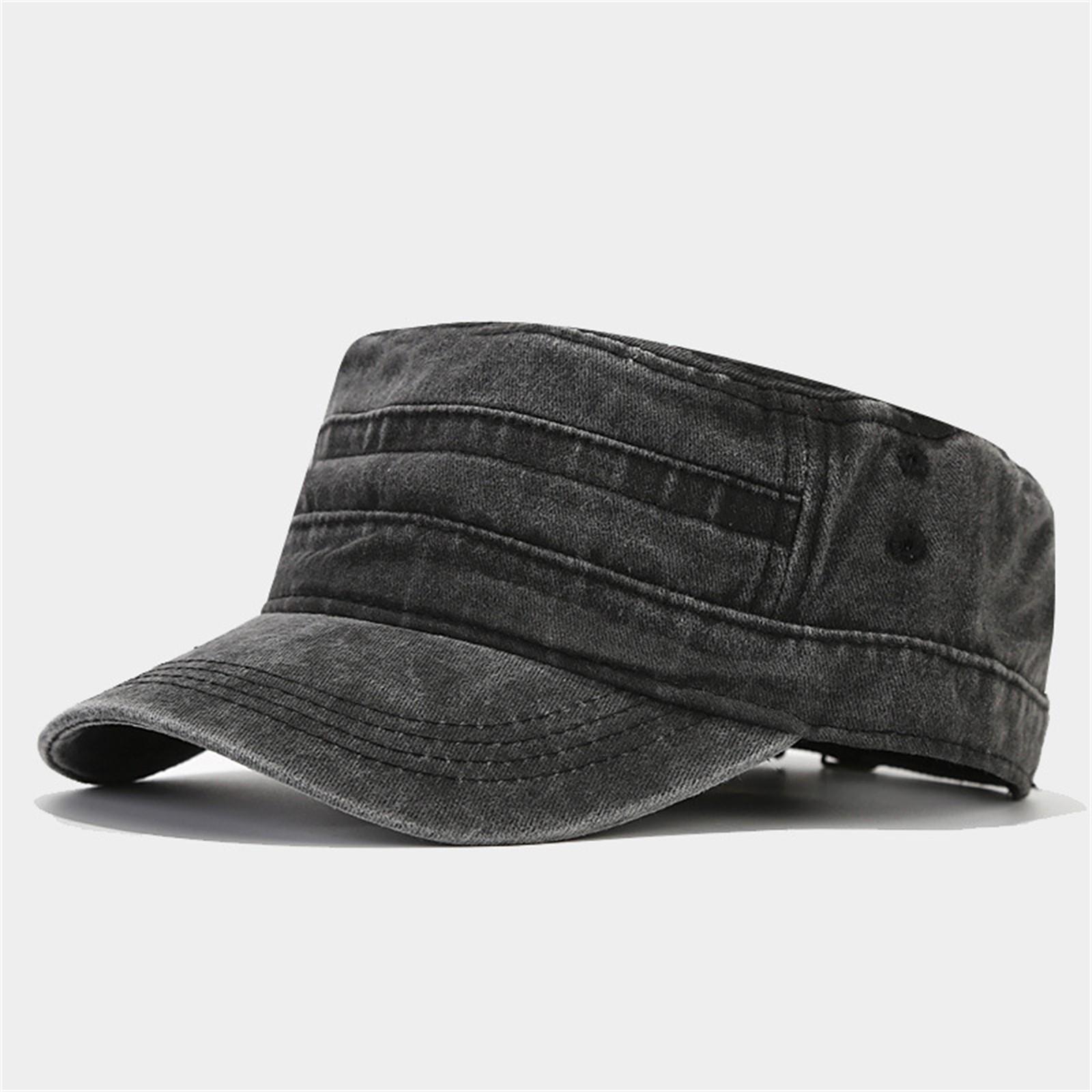 

Мужская и женская однотонная ретро-кепка с плоским верхом, синяя, военная тренировочная кепка с легкими пластинами, кепка с солнцезащитным козырьком One Size чёрный