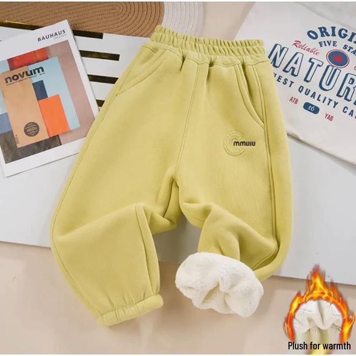 Children's Thickened Lambswool Sweatpants: Warm Fleece, Autumn/Winter Style, Unisex, for Kids