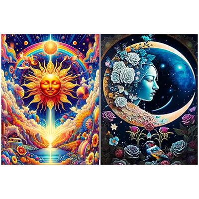 Goldene Sonne Landschaft 5D DIY Kristall Diamant Mond Mädchen Malerei Mosaik Blume Stickerei Handgemachte Kunst Dekoration Geschenk
