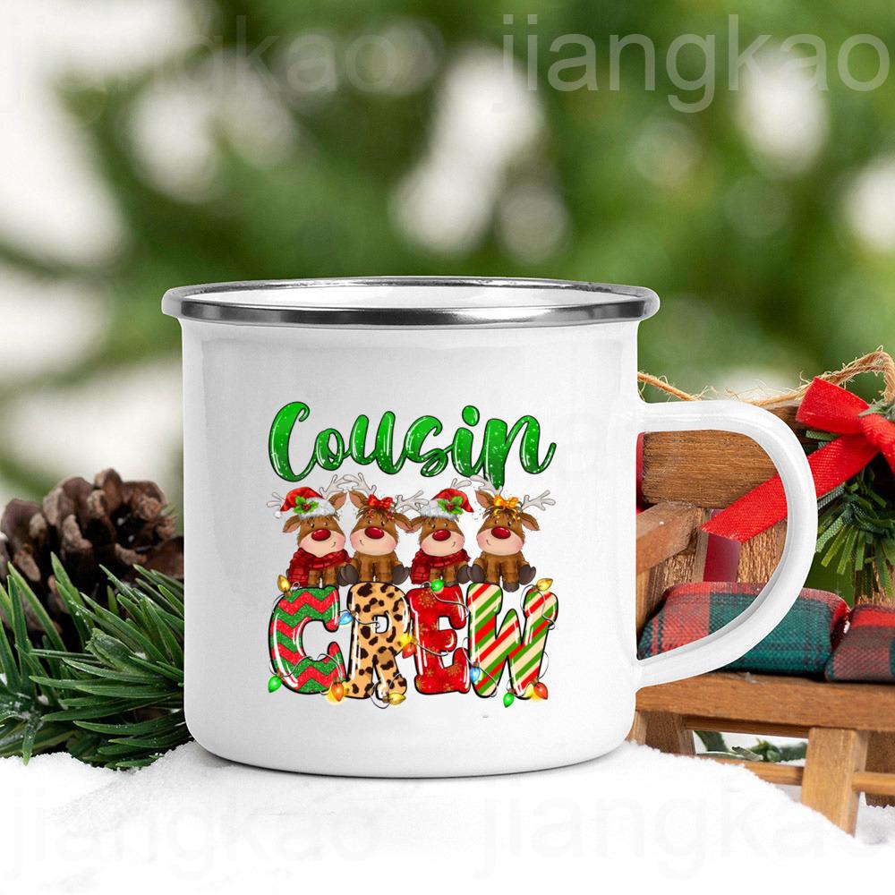 Merry Christmas Deer Printed Mug Christmas Party Decor Cup Drinks Wine Juice Coffee Cups Holiday Mugs Gift for Family Friends