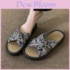 Chic Black And Beige Summer Sandals For Women With Thick Non-slip Sole And Floral Design