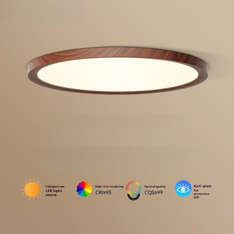 Walnut Bedroom Ceiling Lamp Eye Protection Children's Room Light Corridor Balcony Light Retro Ultra-Thin LED Ceiling Light