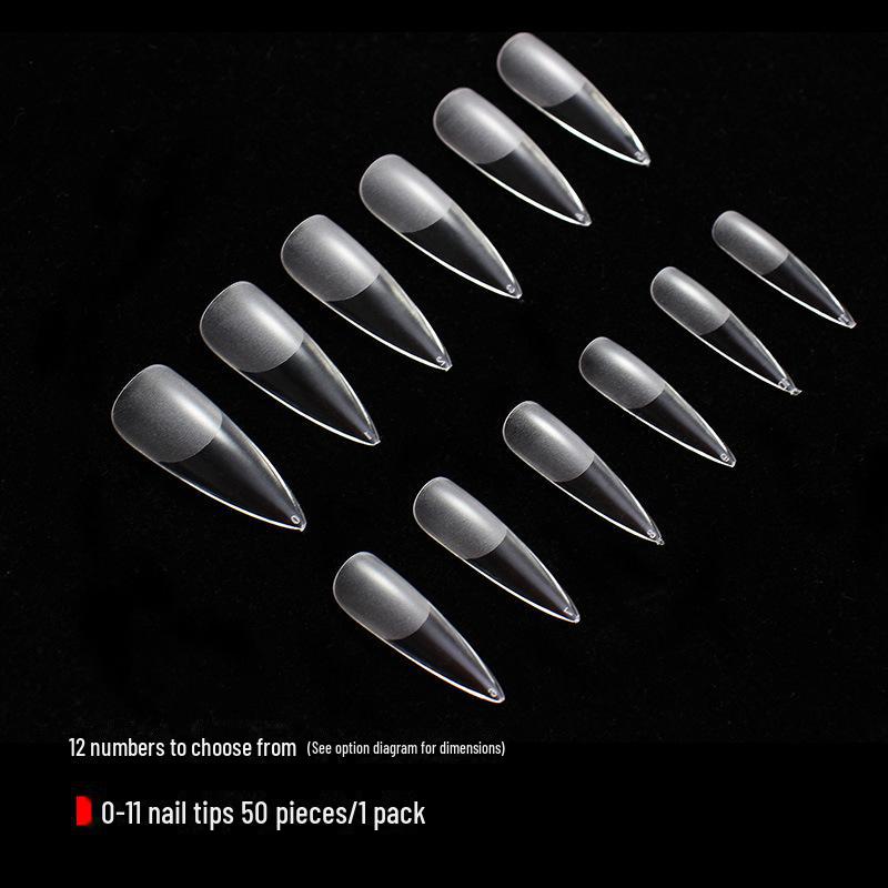 "50-delige Naadloze Transparante Trapeziumvormige Gematteerde Puntige Enkele Maat Nageltips" (0-11) voor Salons"