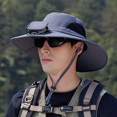 Sun Hat with Solar Fan for Men Women, Outdoor Wide Brims Bucket Hat Sun Protection Fishing Beach Hat USB Charging