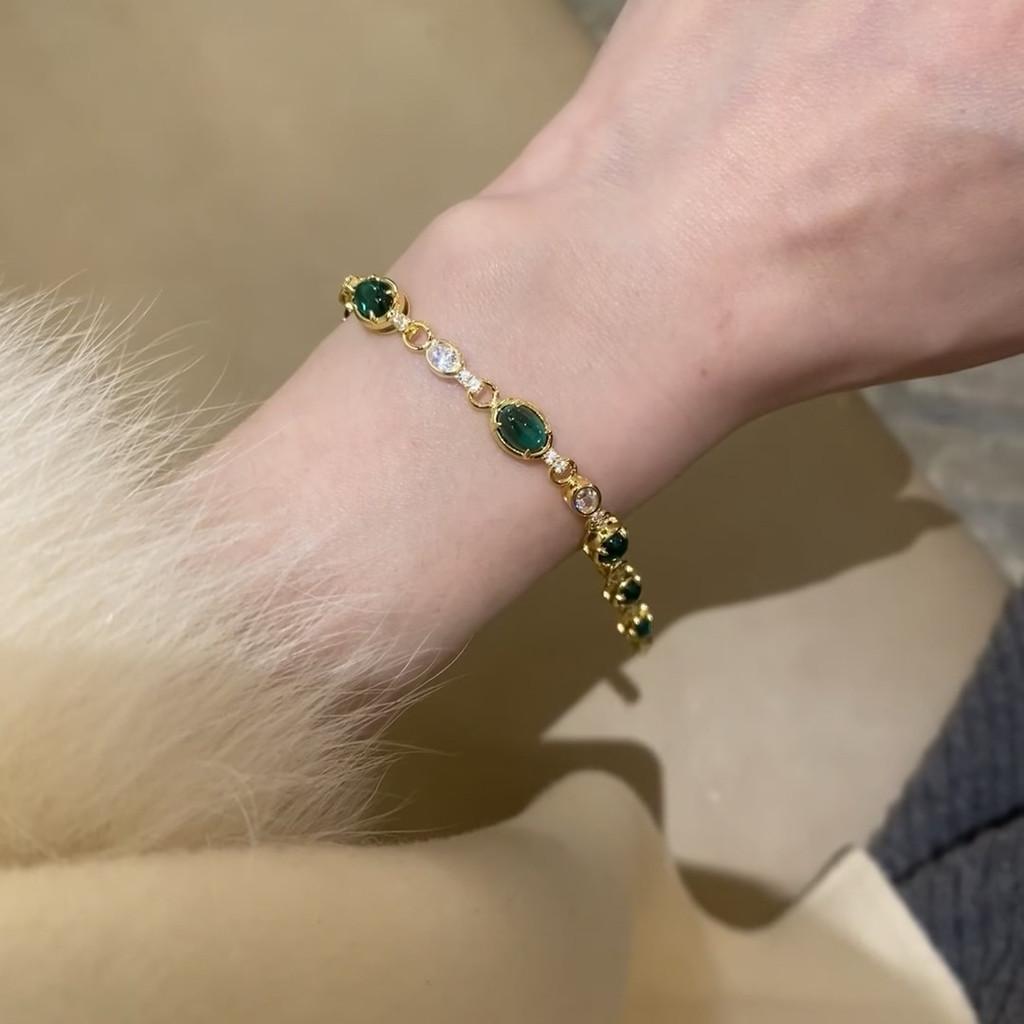 

Geometric Resin Bracelet With Gold Plating For Women Office Casual Wear Gold Green