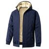 Men's Color Quilted Hooded Cotton Jacket with Zipper Pockets, Thick Warm Lined Windproof Casual Coat