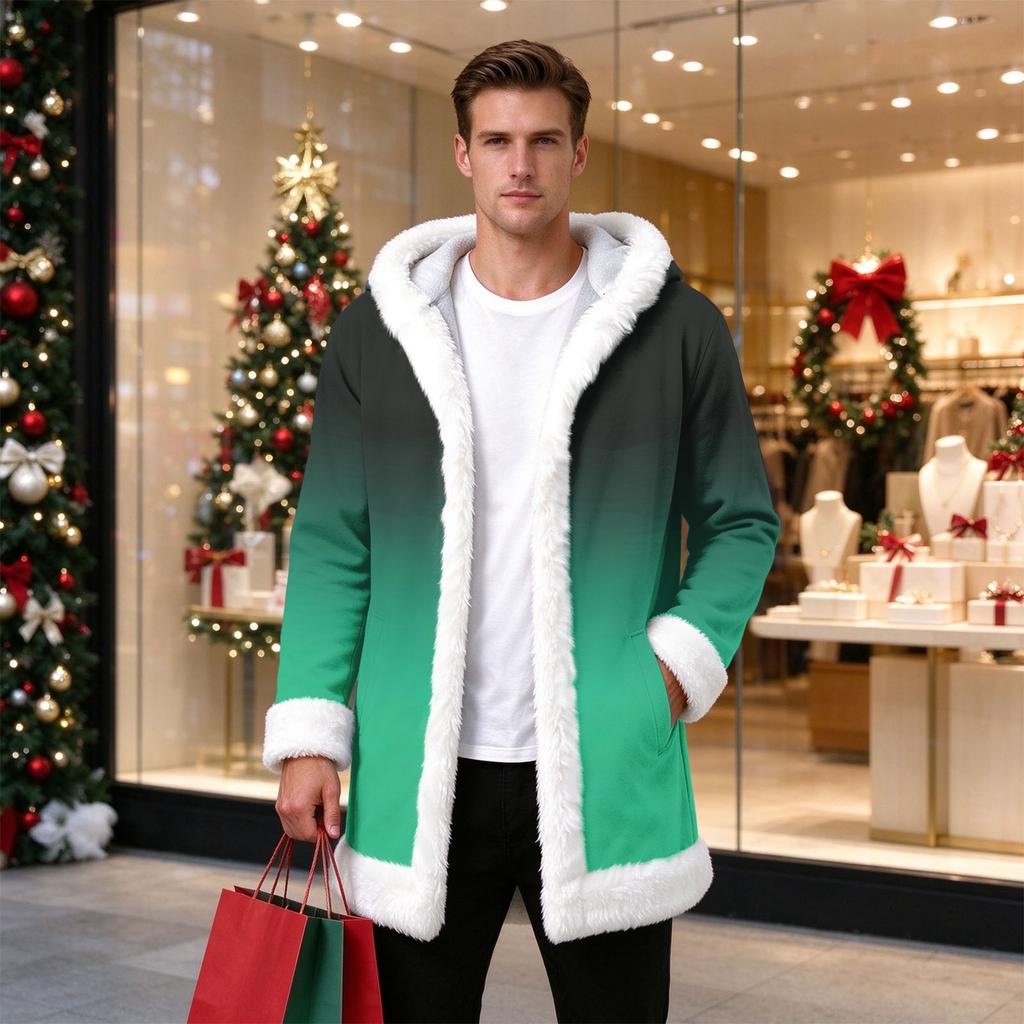 Men's Casual Gradient Print Jacket for Fall and Winter Outdoor and Everyday Wear