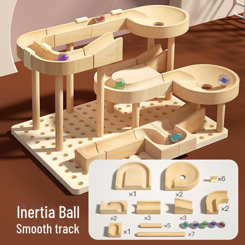 Children's Wooden Multi-Layer Glider Toy: Inertial Racing Track for Sliding Fun