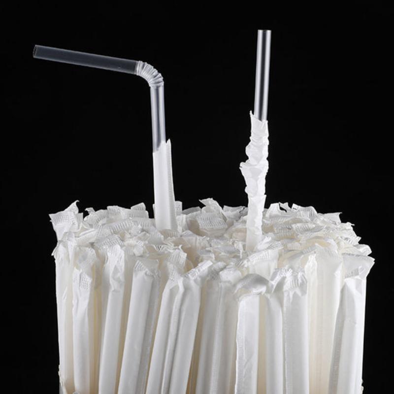 

100 шт. одноразовые соломинки в индивидуальной упаковке, одинарные соломинки для молока, чая, кофе, сока, прозрачные соломинки для питья 100Pcs