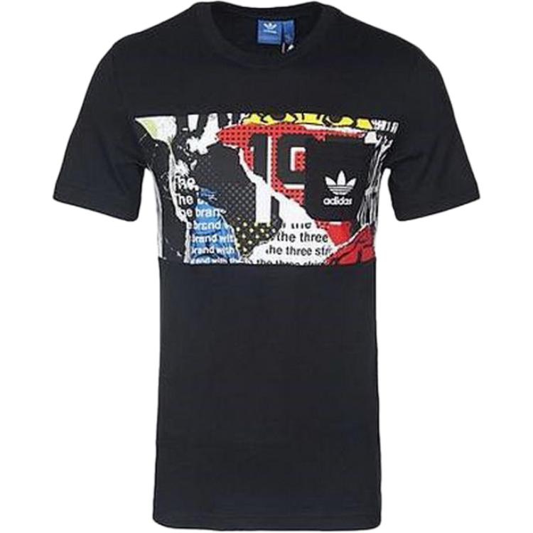 Adidas Originals Puzzle Print Logo Crew Neck T-Shirt Men Tops Black BQ3032
