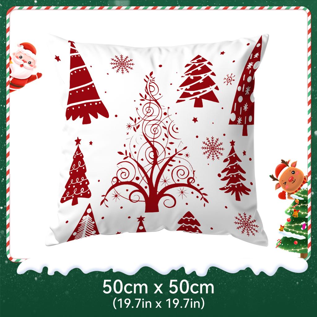 Red Christmas Decoration Pillowcase Printed Polyester 40/45/50Cm Throw Pillowcover Decorative Sofa Cushion Pillowslip Home Decor