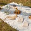 With Tassel Waffle Weave Tablecloth Thickened Outdoor Lawn Floor Mat  Outdoor