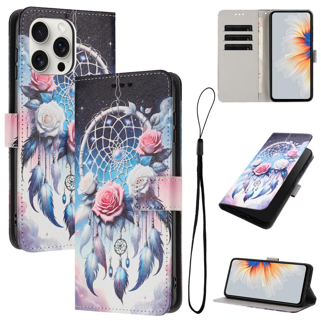 Feather Wind Chime PU Leather Wallet Flip Photo Frame Book Case for iPhone Samsung Huawei Honor Xiaomi Redmi Oppo Infinix Tecno Google...