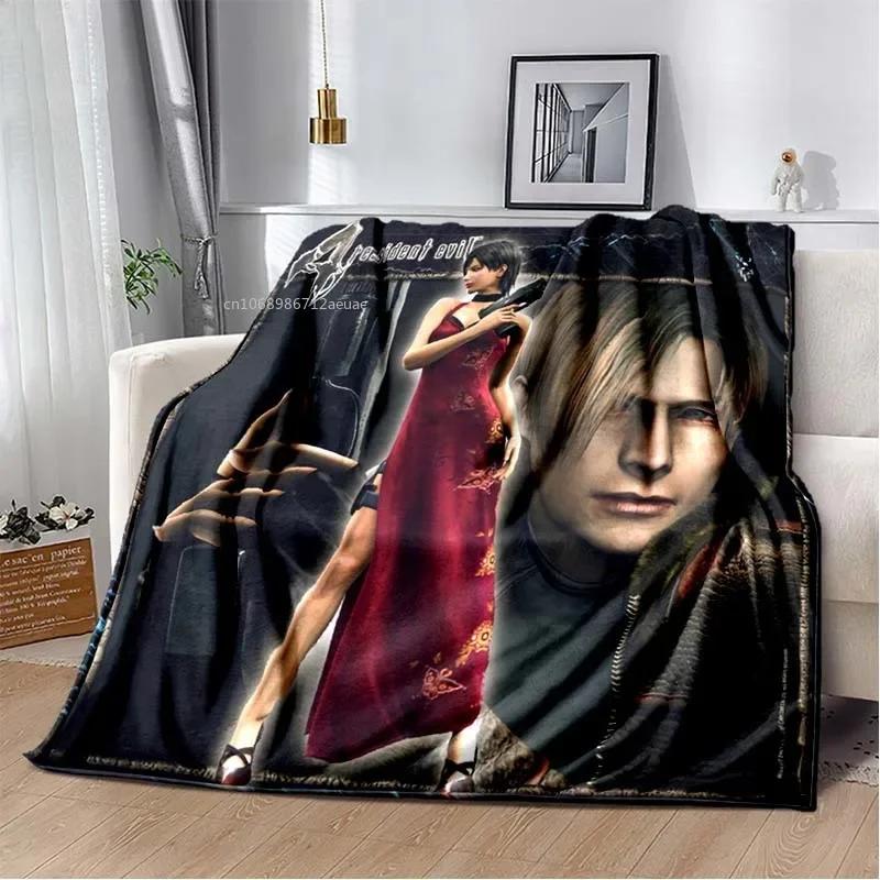 R-Resident Evil Game Gamer Soft Plush Blanket Leon Ada Red Umbrella Blanket for Living Room Bedroom Bed Sofa Picnic Office Cover